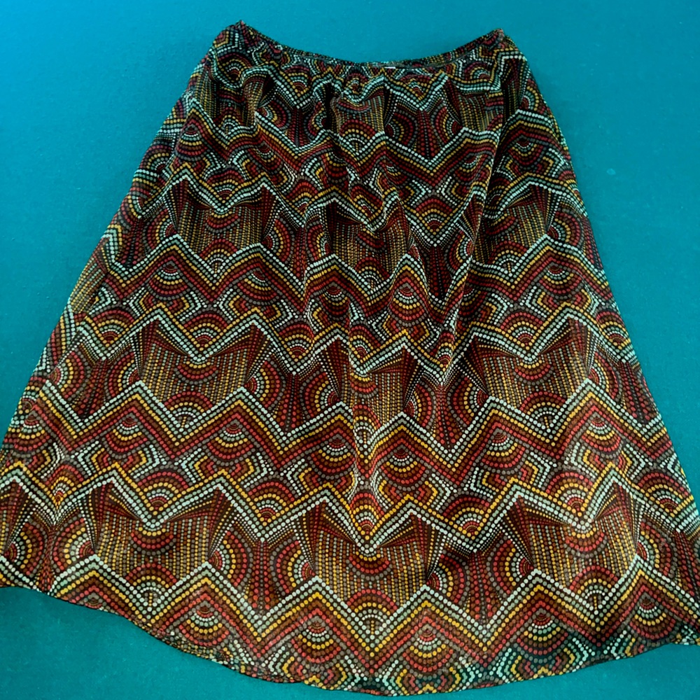 Vintage Karin Stevens maxi skirt with vibrant dotted pattern
